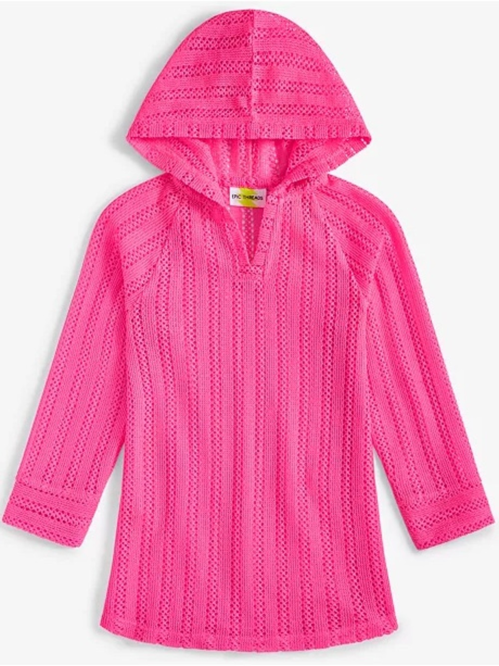 Epic Threads Kids Hooded Swim Coverup Tunic - Hot Pink